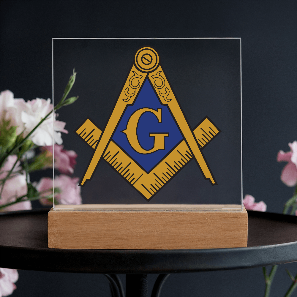 Masonic Square Acrylic Plaque Blue Gold