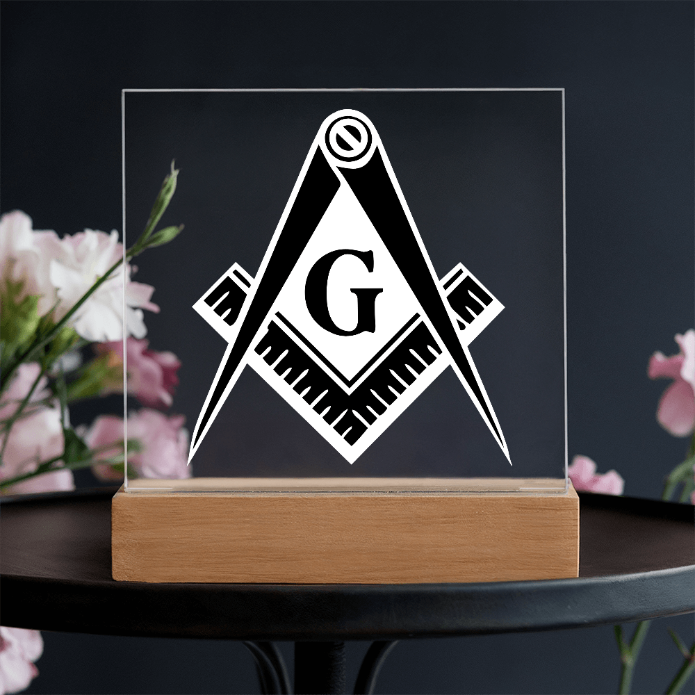 Masonic Square Acrylic Plaque Black White