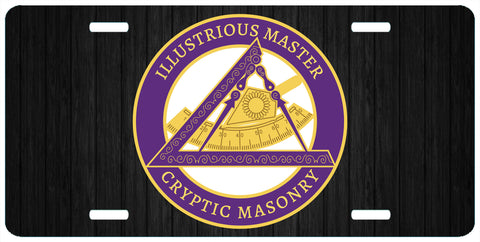 Illustrious Master Cryptic Masonry License Plate Tag