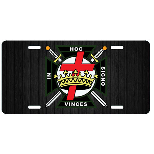 Knights Templar Black License Plate Tag