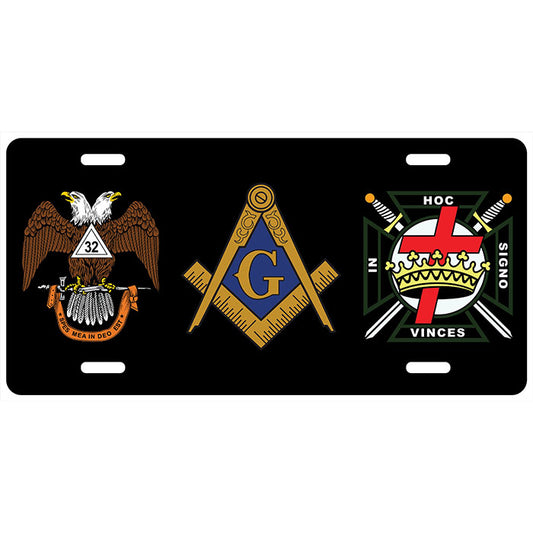 Masonic 32nd Degree Knights Templar WD License Plate Tag