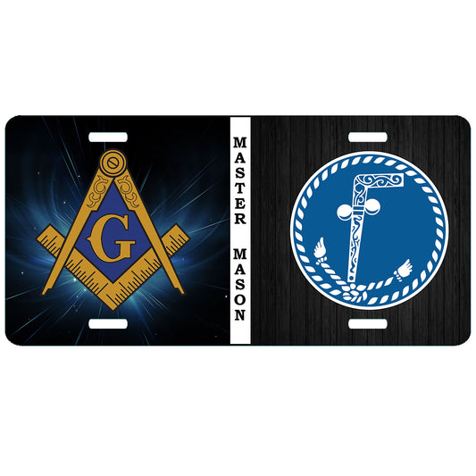 Master Mason Tubalcain Split License Plate Masonic Tag