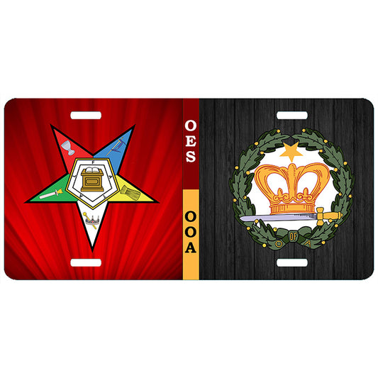 OES OOA Split License Plate Order of the Eastern Star Amaranth Tag