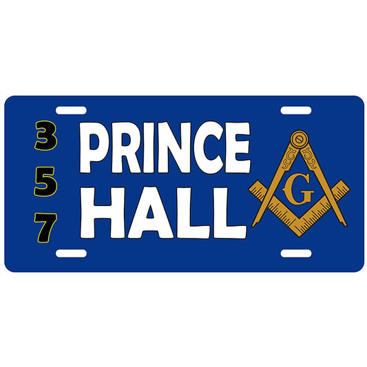 Prince Hall 357 Mason License Plate Tag PHA
