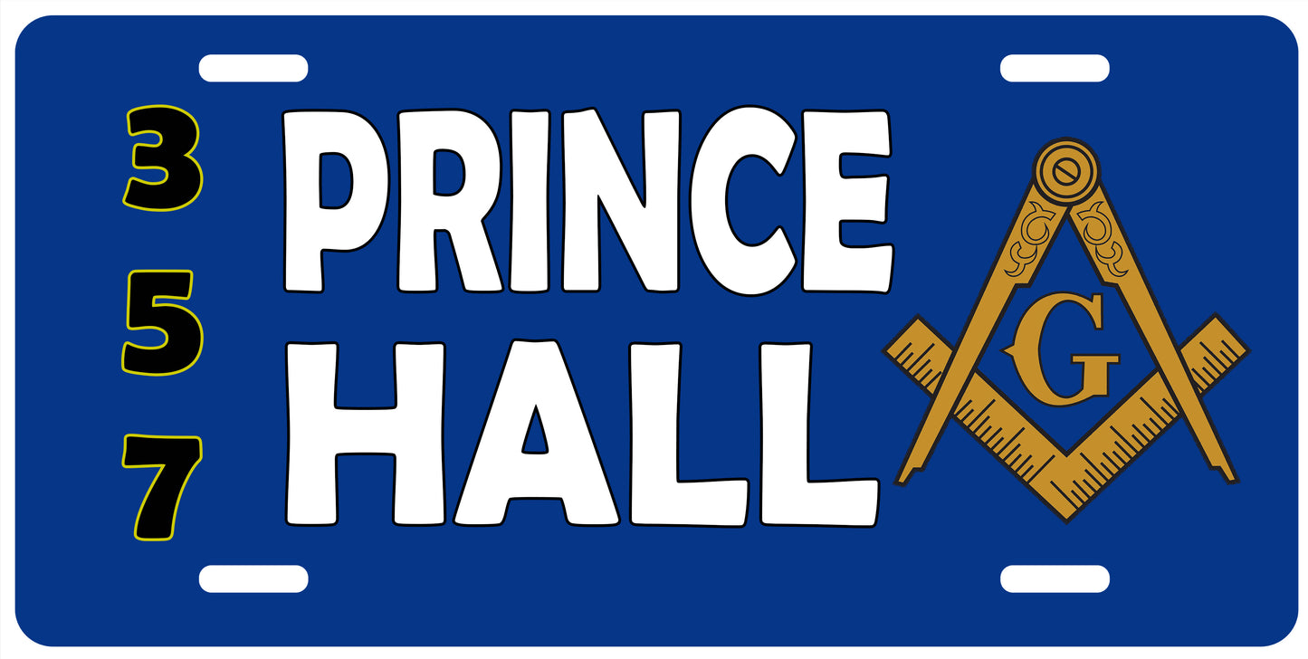 Prince Hall 357 Mason License Plate Tag PHA