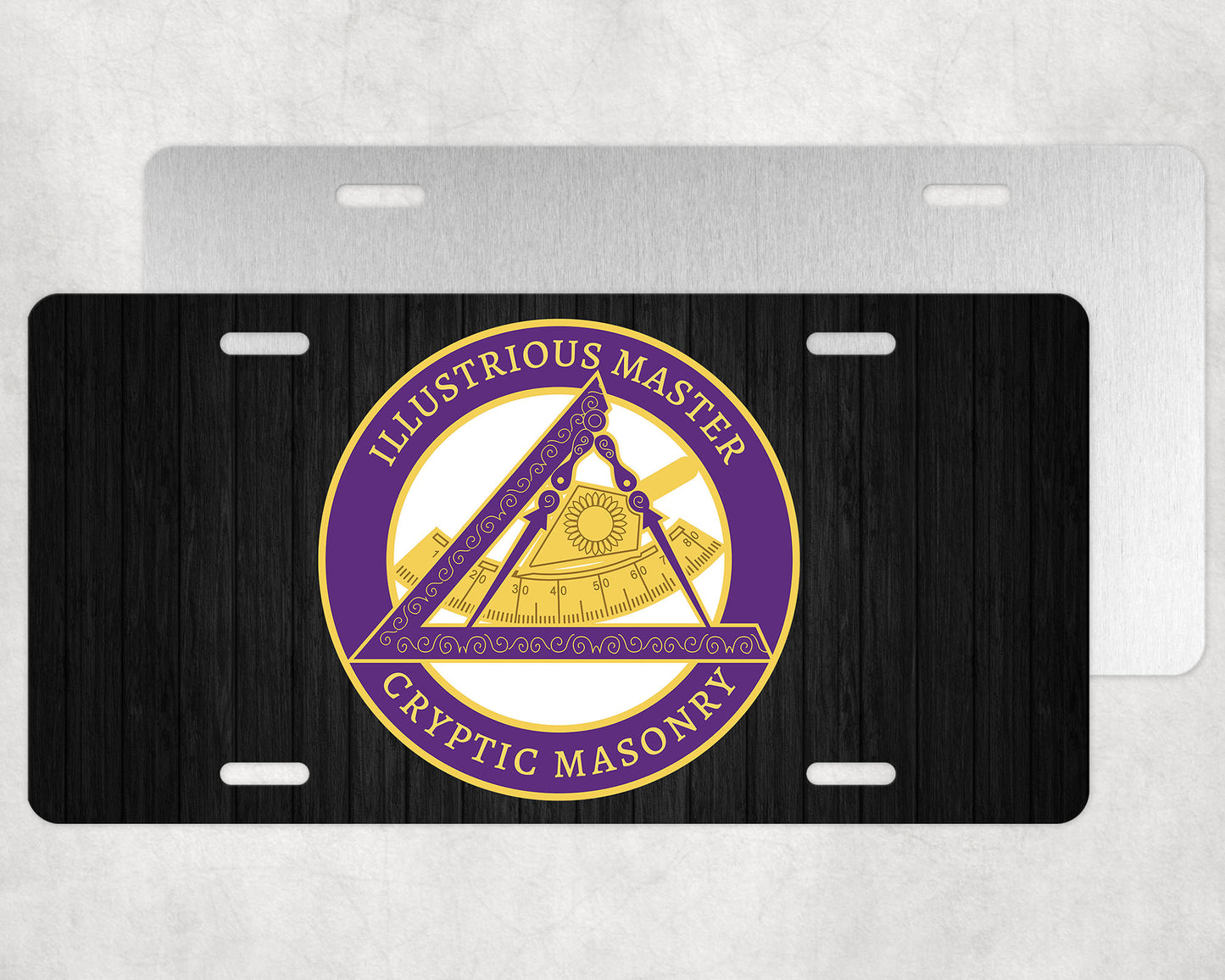 Illustrious Master Cryptic Masonry License Plate Tag