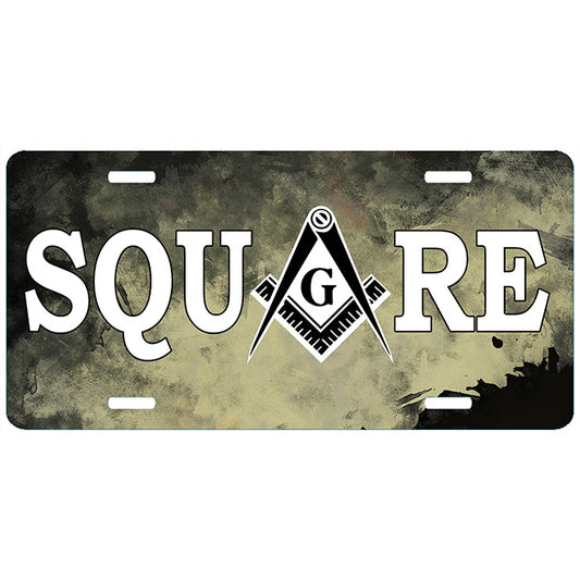 Square Masonic License Plate Tag