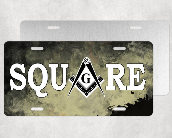 Square Masonic License Plate Tag