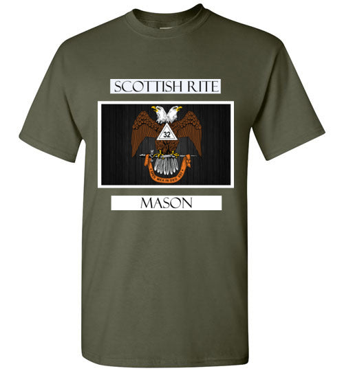 Scottish Rite 32nd Degree Mason Labels T Shirt Wings Down