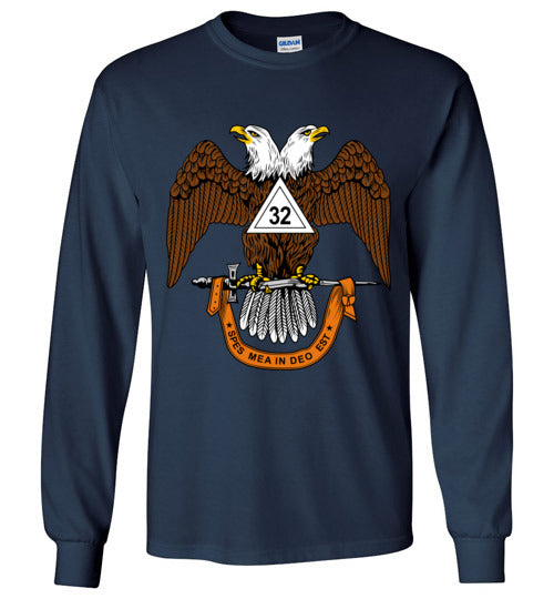 Scottish Rite 32nd Degree Mason Long Sleeve Shirt Wings Down