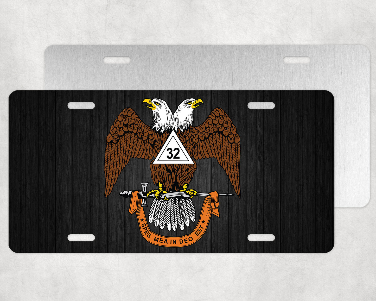 Scottish Rite 32nd Degree Wings Down Masonic License Plate