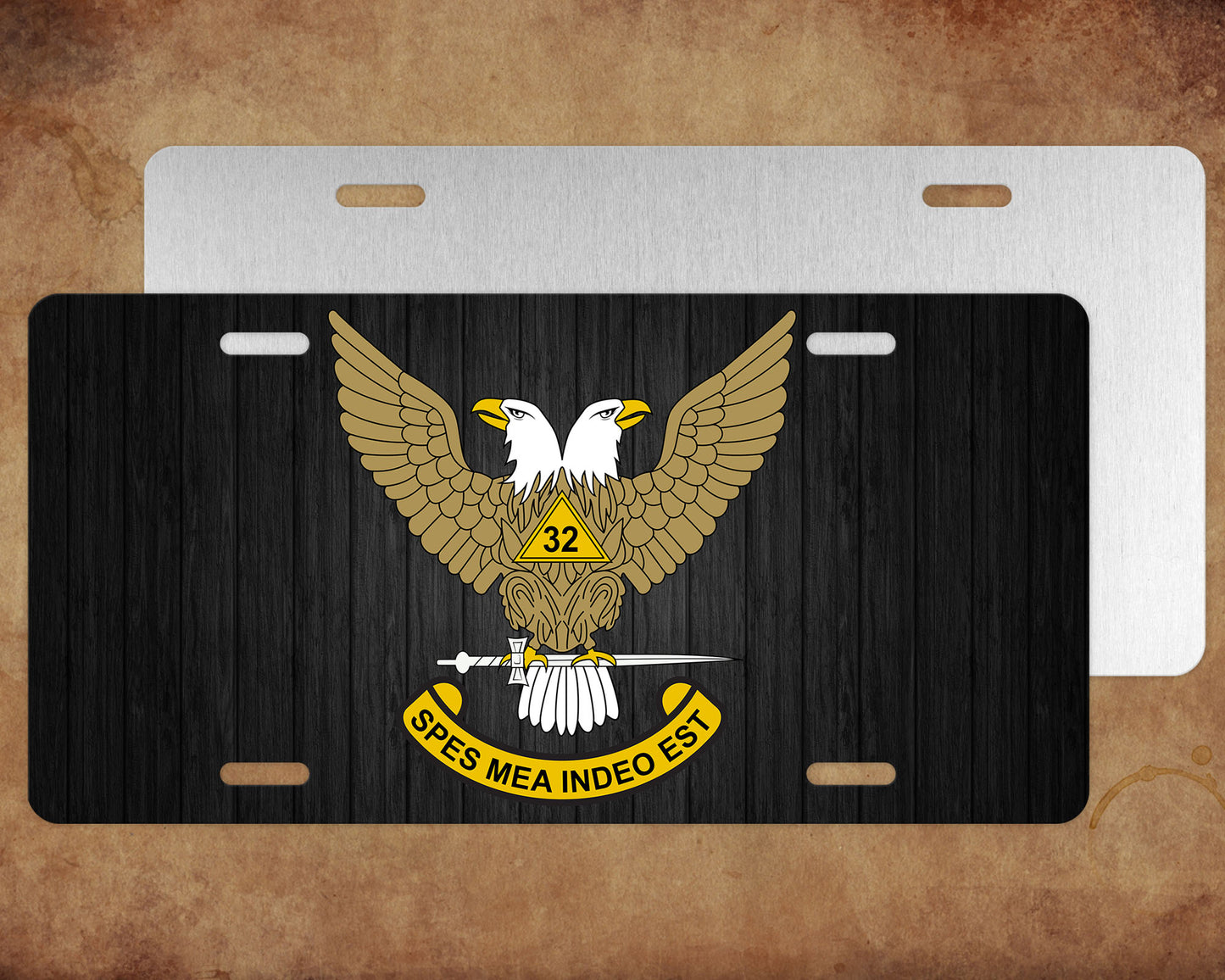 Scottish Rite 32nd Degree Wings Up Masonic License Plate