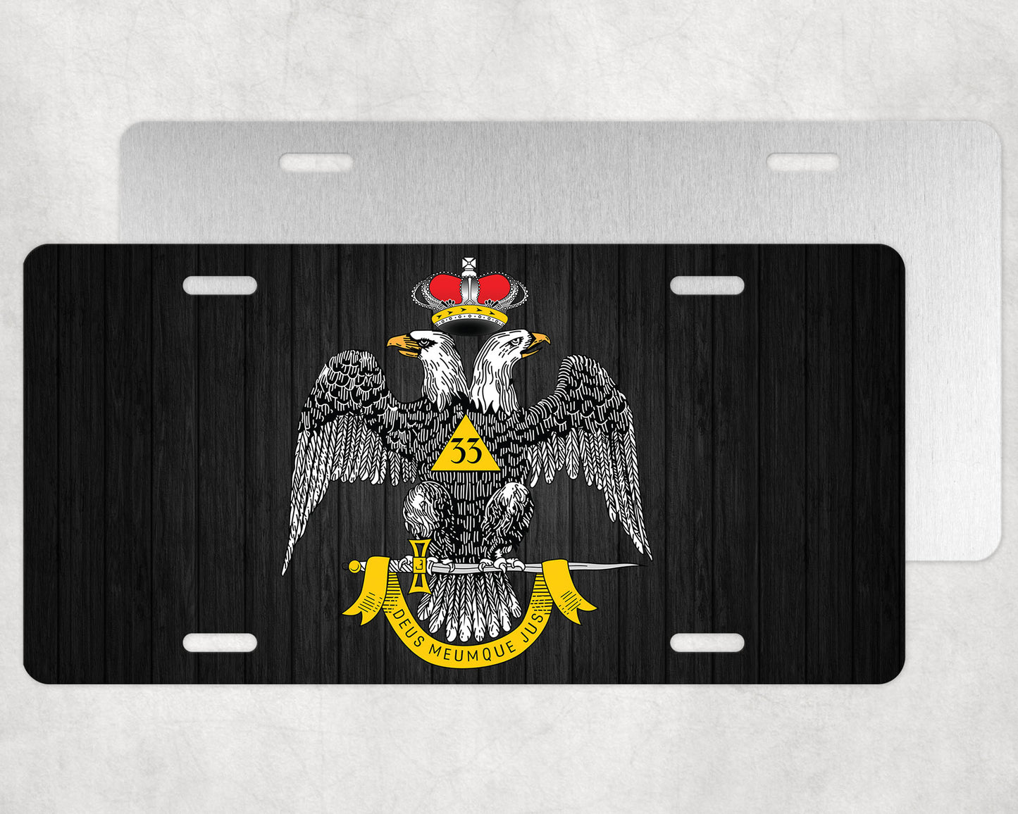 Scottish Rite 33rd Degree Wings Down Masonic License Plate