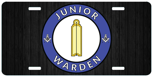 Junior Warden License Plate Masonic Officer JW Plumb Auto Car Tag