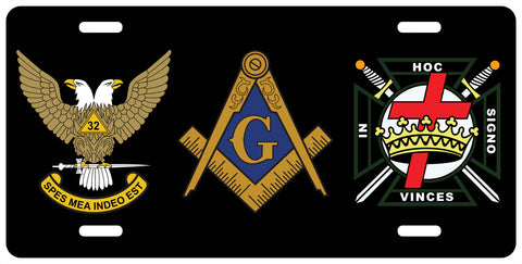 Masonic 32nd Degree Knights Templar WU License Plate Tag