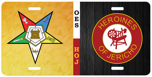 OES Heroines of Jericho Split License Plate Order Eastern Star HOJ Auto Car Tag