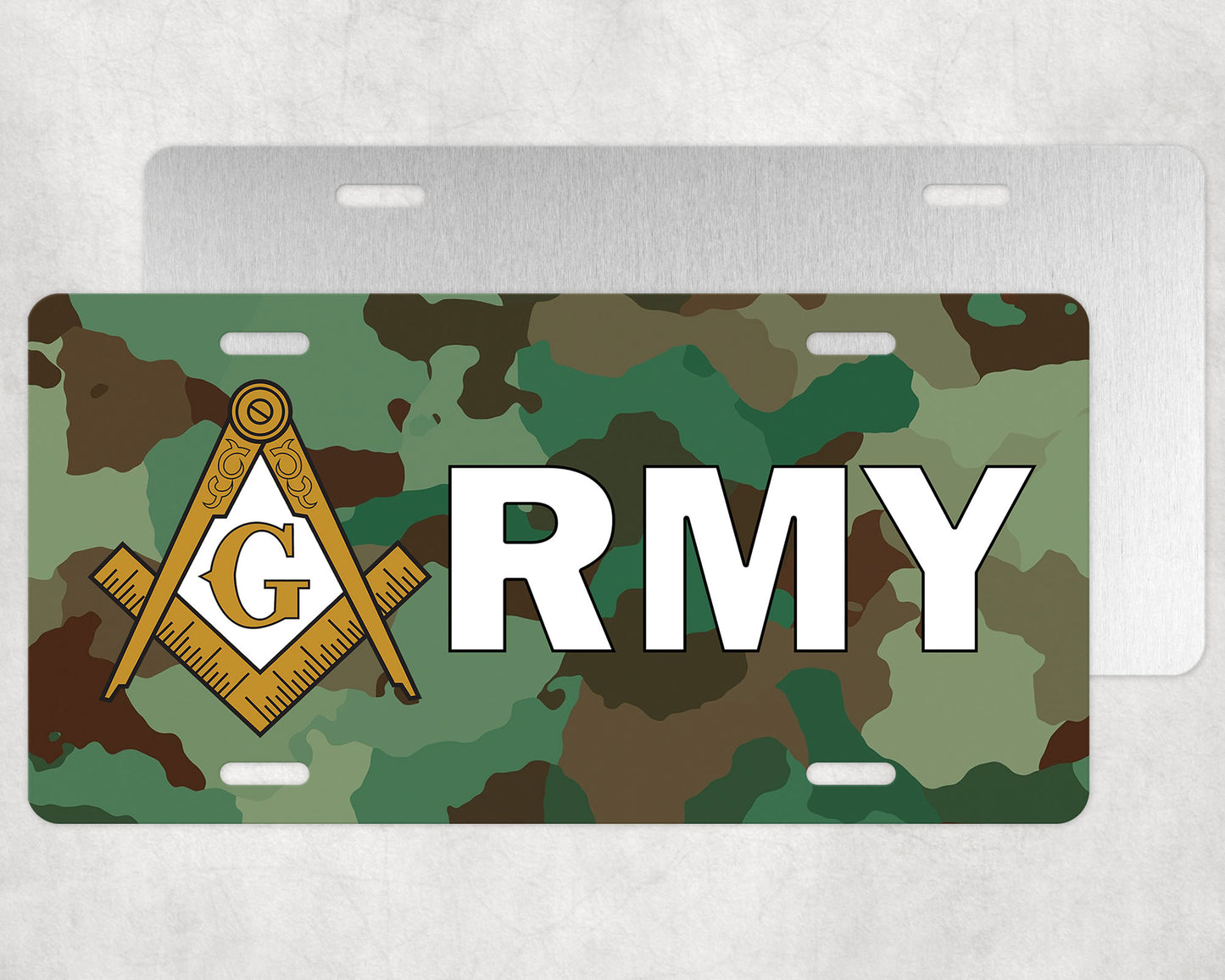 Army Masonic License Plate Tag