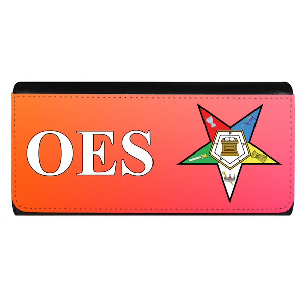 OES Peach Leather Trifold Wallet Order of the Eastern Star Handmade Purse