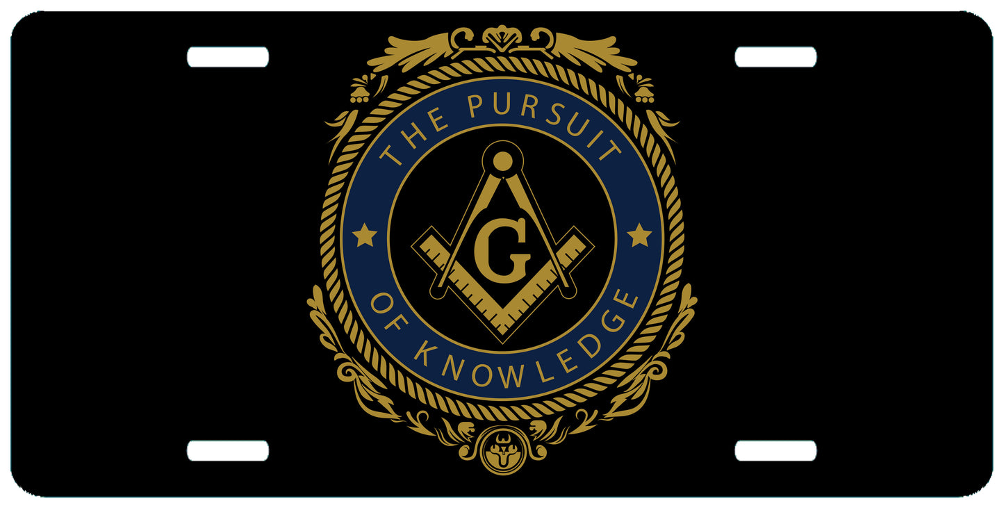 The Pursuit of Knowledge Masonic License Plate Mason Auto Car Tag