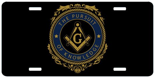 The Pursuit of Knowledge Masonic License Plate Mason Auto Car Tag